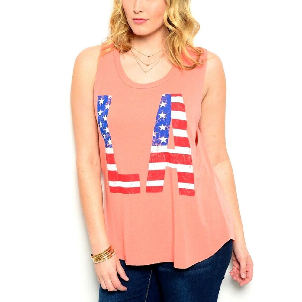 Libian Ladies T-Shirt Scoop Neck Coral Sleeveless Plus Size 2X  NWOT